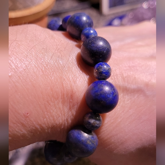 Gemstone Lapiz stretch bracelet - Picture 4 of 9